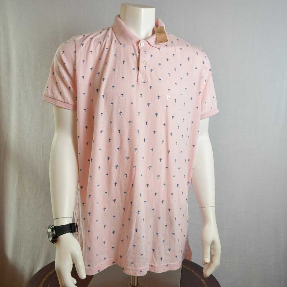 NWT - American Eagle Pink Shirt with Navy Blue Palm Trees Print, Size XXL